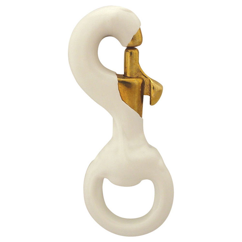 3" White Rubber Coated Brass Flag Snap