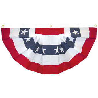 18" x 36" Cotton Pleated Fan With Stars - 160064