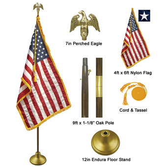 9' x 1-1/8" Deluxe American Indoor Flag Set