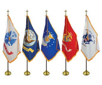 8' Deluxe Indoor Military Flag Set - 3' x 5' Flag (Complete Set)