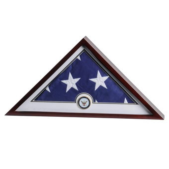 US Flag Display Case with Navy Medallion and Flag