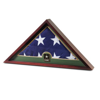 US Flag Display Case with Go Army Medallion and Flag