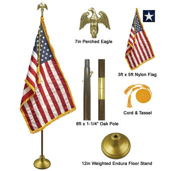  8' x 1-1/4" Deluxe American Indoor Flag Set