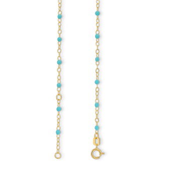 Turquoise Enamel Bead Bracelet In Solid 14K Yellow Gold