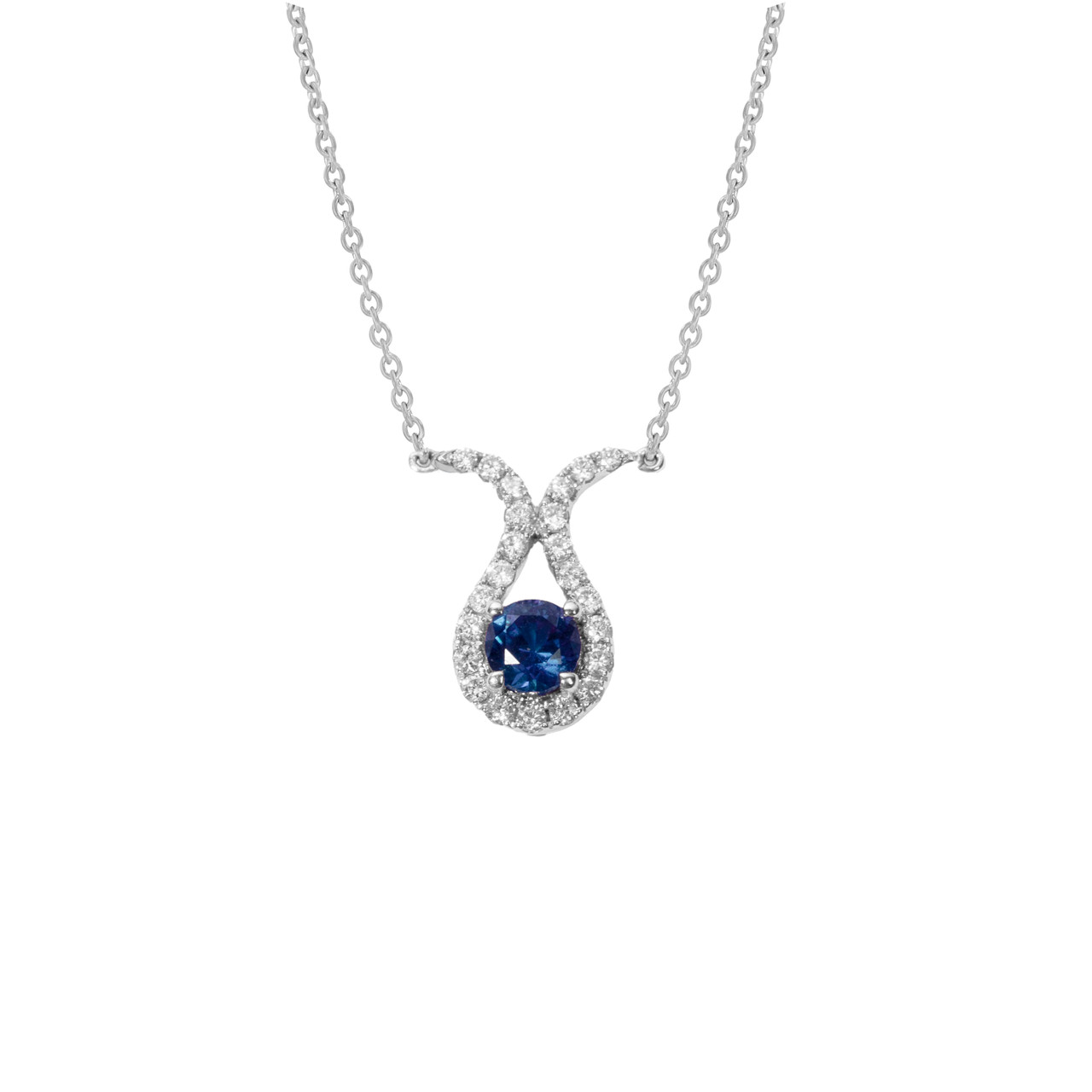 Blue Sapphire & Teardrop Diamond Necklace 0