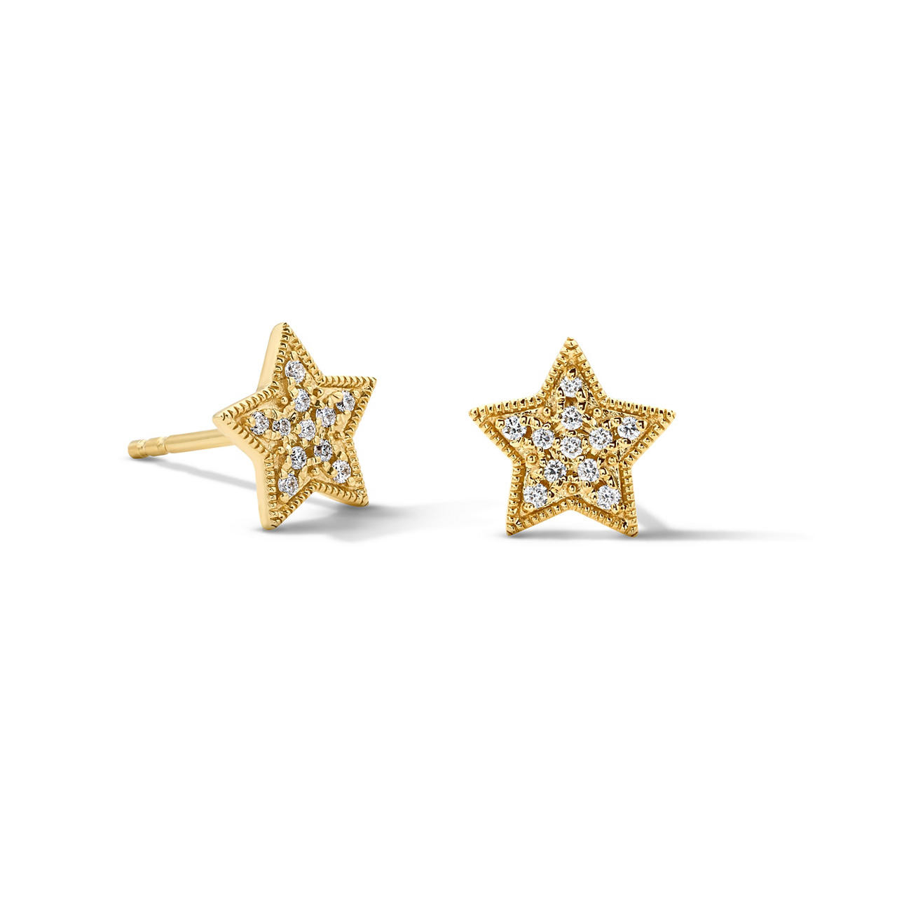 Yellow Gold Diamond Star Stud Earrings