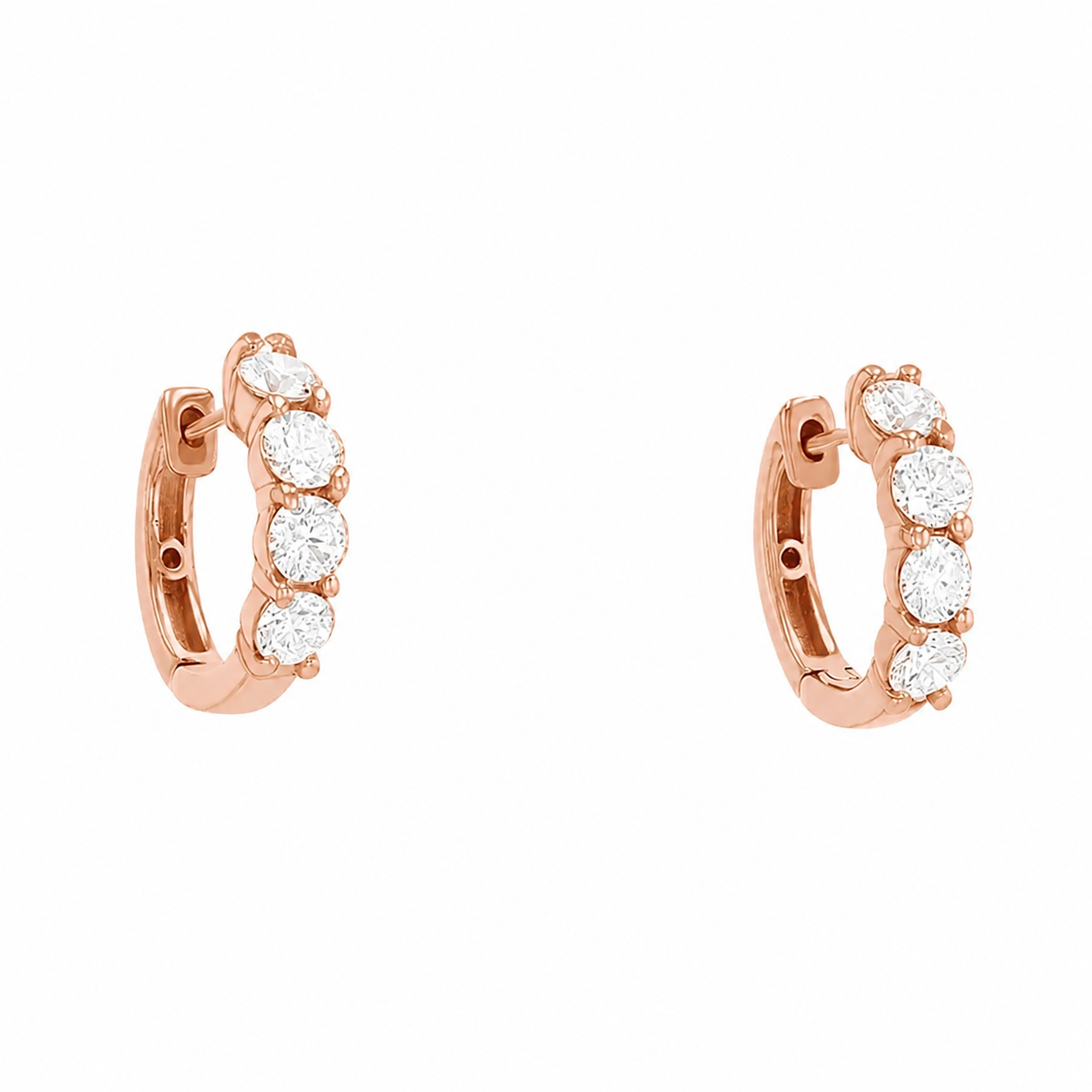 Rose Gold Diamond Huggie Earrings