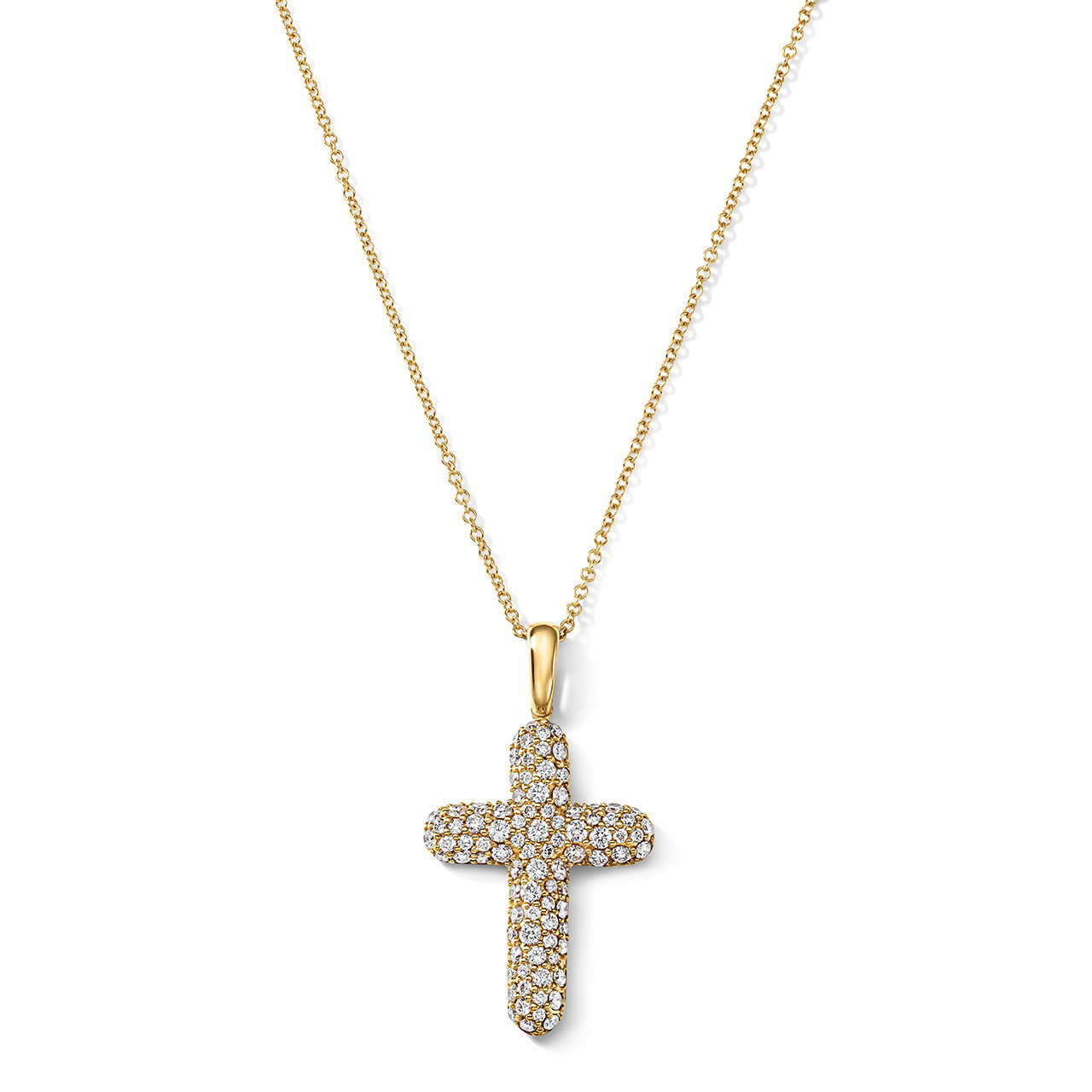 Pave Diamond Cross Pendant Necklace