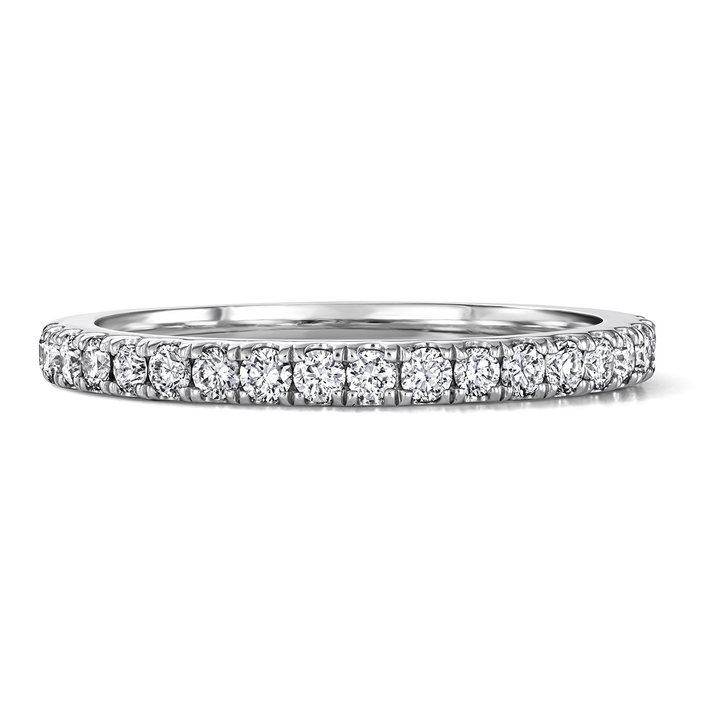 Diamond Halfway Wedding Band by Adorette In White Gold 14K