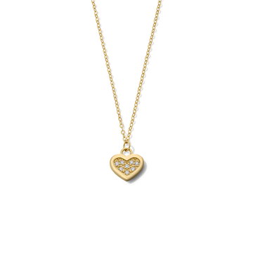Gold Diamond Heart Pendant Necklace In Yellow Gold 14K