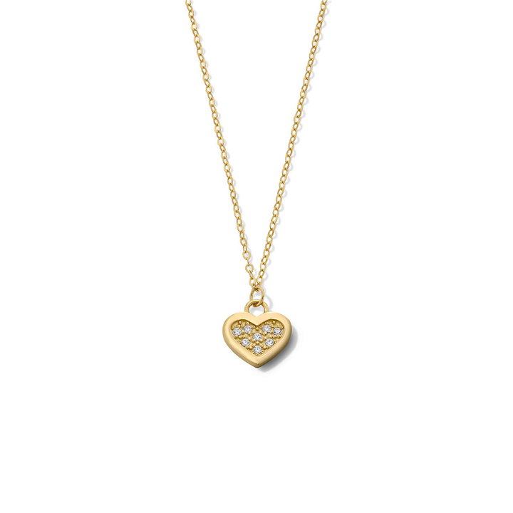 Gold Diamond Heart Pendant Necklace In Yellow Gold 14K