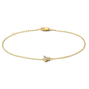 Trio Diamond Adjustable Bracelet In Solid 14K Yellow Gold