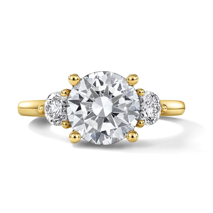 Sylvie Three Stone Round Side Diamond Engagement Setting In Yellow Gold 14K