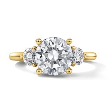 Sylvie Three Stone Round Side Diamond Engagement Setting In Yellow Gold 14K