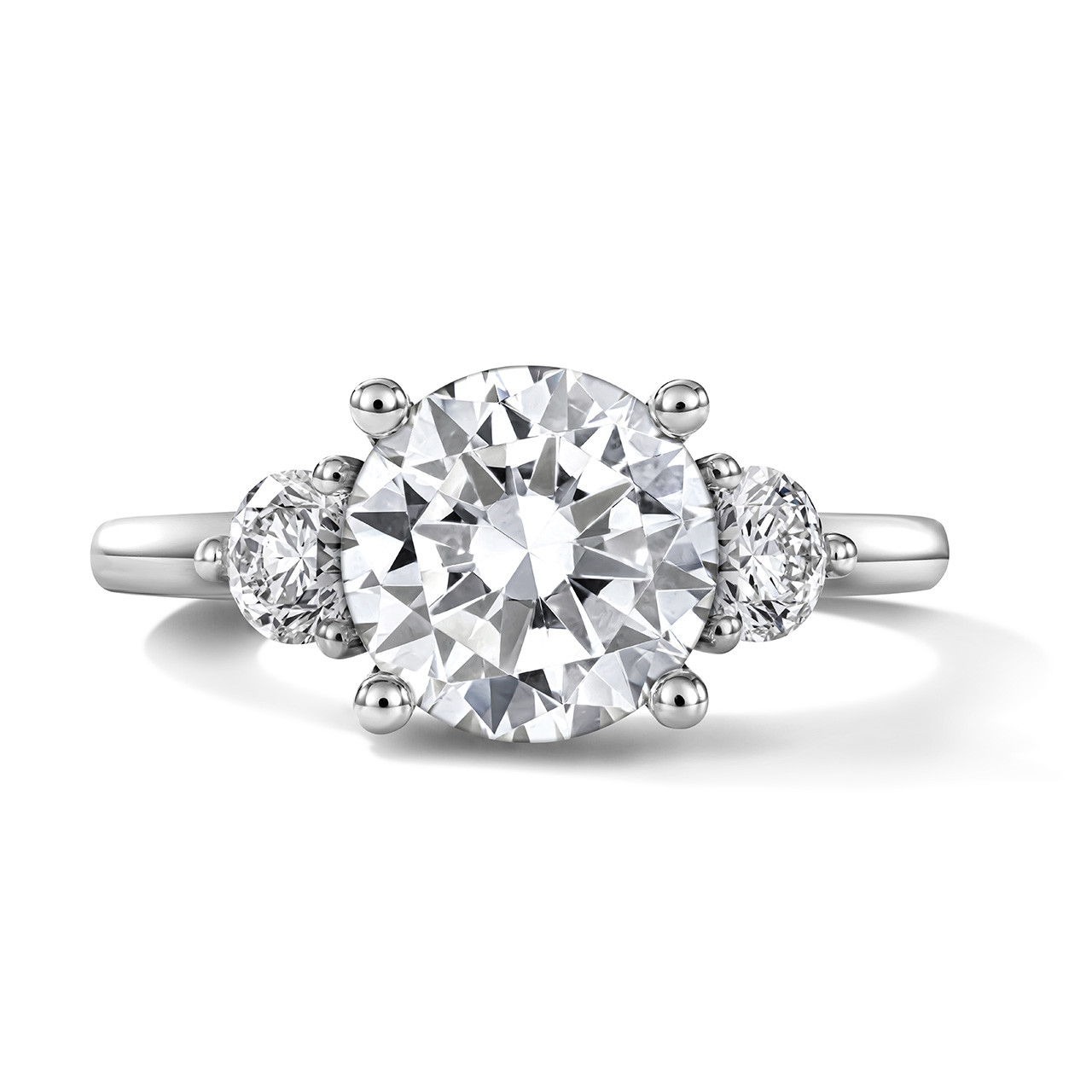 Sylvie Three Stone Round Side Diamond Engagement Setting 0