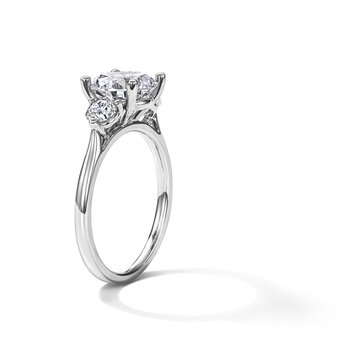Sylvie Three Stone Round Side Diamond Engagement Setting In White Gold 14K
