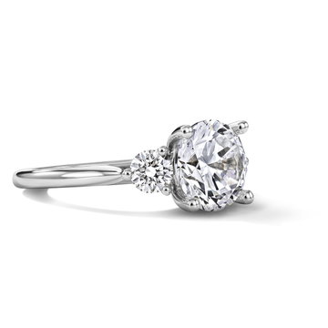 Sylvie Three Stone Round Side Diamond Engagement Setting In White Gold 14K