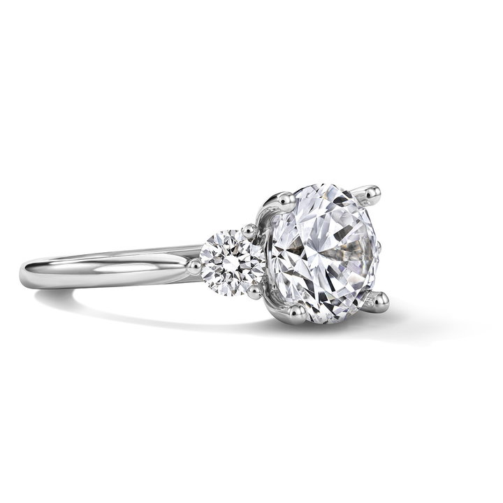 Sylvie Three Stone Round Side Diamond Engagement Setting In White Gold 14K