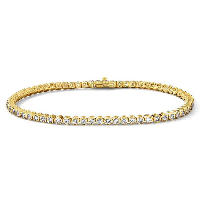 Bezel Diamond Tennis Bracelet In Yellow Gold 14K