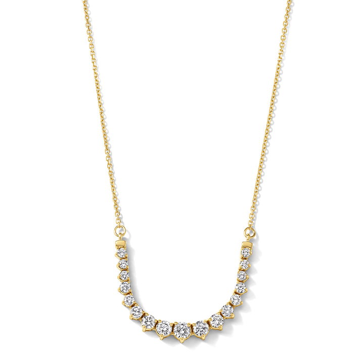 Graduated Round Diamond Necklace In Yellow Gold 14K