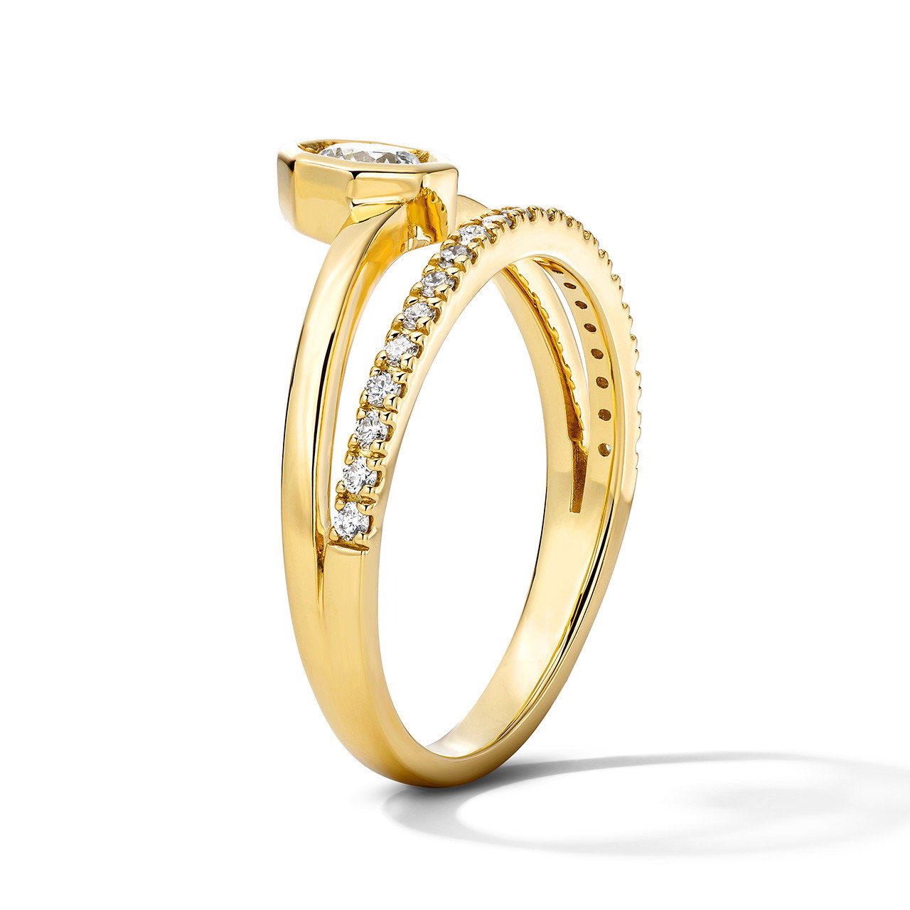 Two Row Octagon Bezel Set Diamond Ring