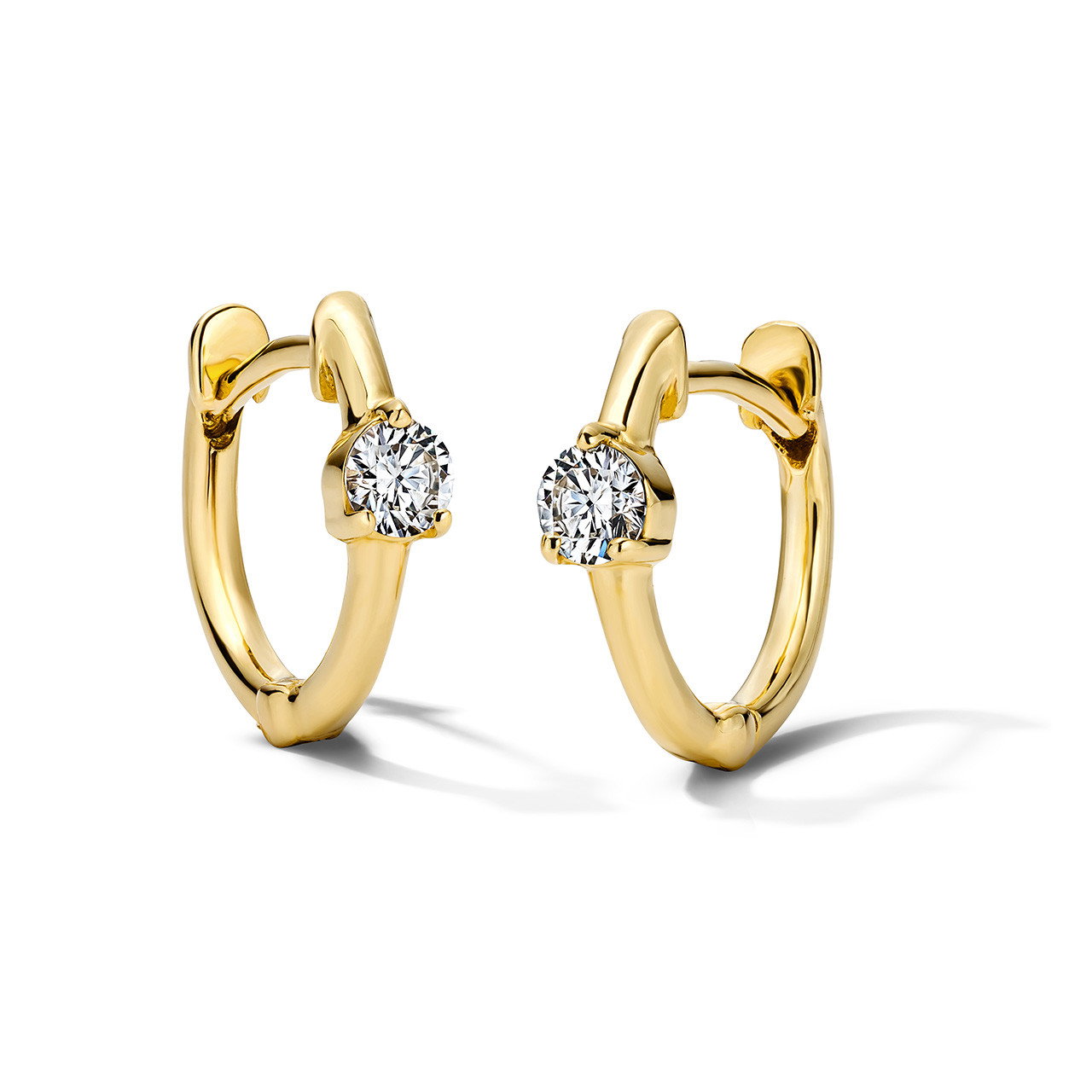 Single Round Diamond Gold Hoop Earrings 0