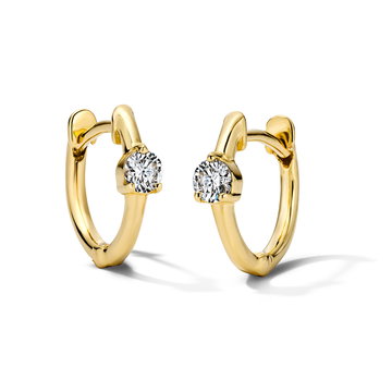 Single Round Diamond Gold Hoop Earrings
