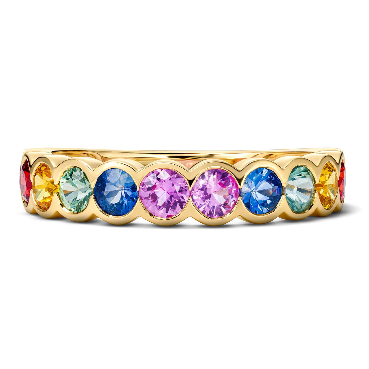 Bezel Mixed Sapphire Rainbow Band 0