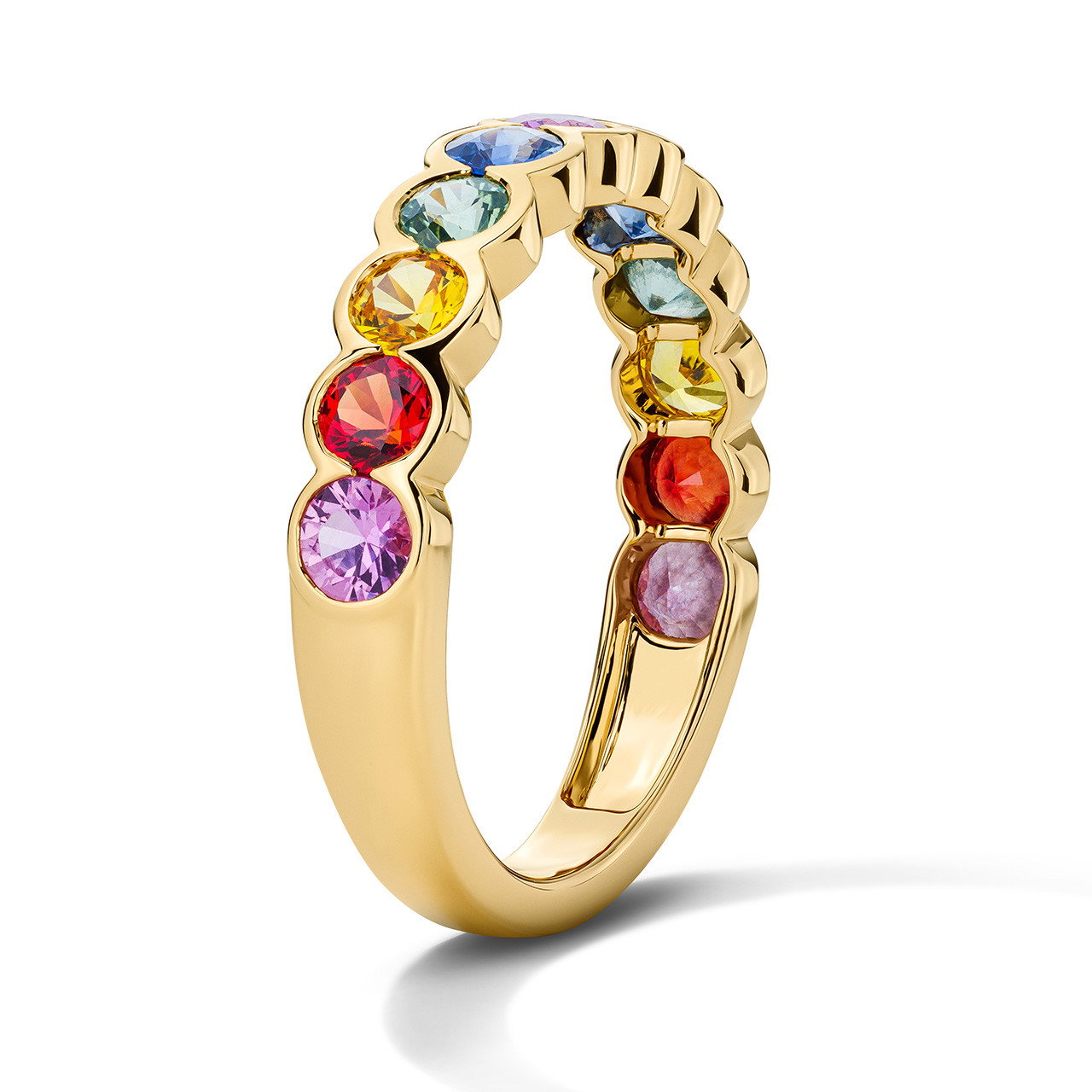 Bezel Mixed Sapphire Rainbow Band 1