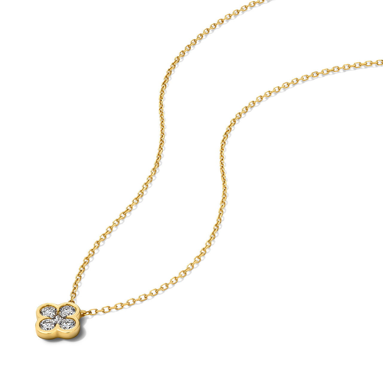 Bezel Diamond Clover Pendant Necklace 1