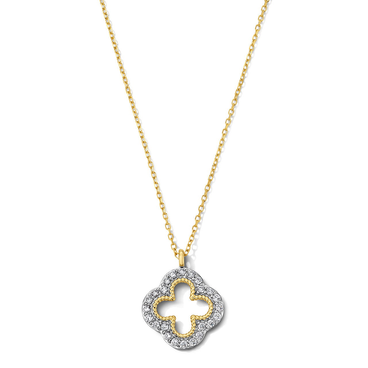 Diamond Open Clover Pendant Necklace 0