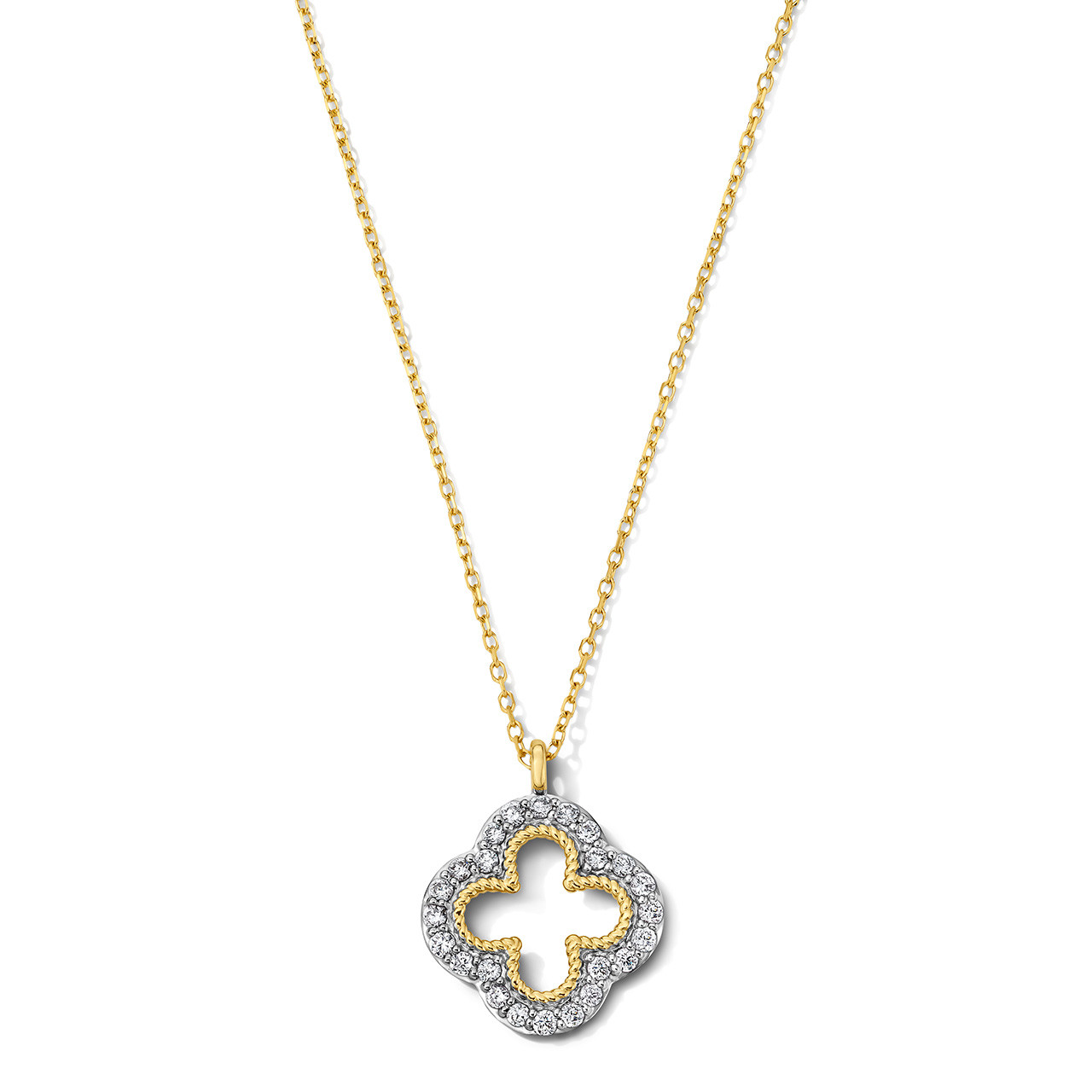 Diamond Open Clover Pendant Necklace 0