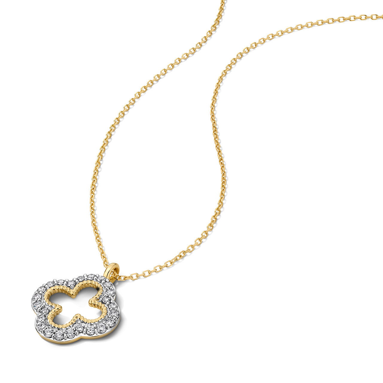 Diamond Open Clover Pendant Necklace