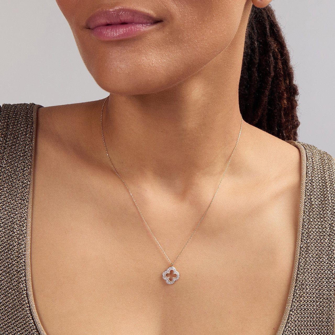 Diamond Open Clover Pendant Necklace