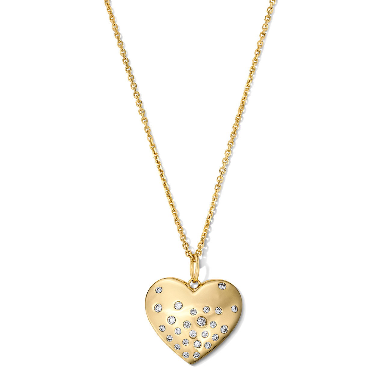 Scattered Diamond Heart Pendant Necklace