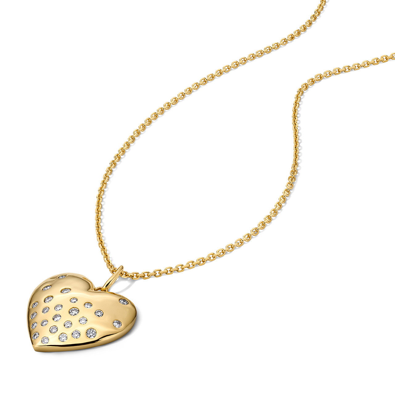 Scattered Diamond Heart Pendant Necklace