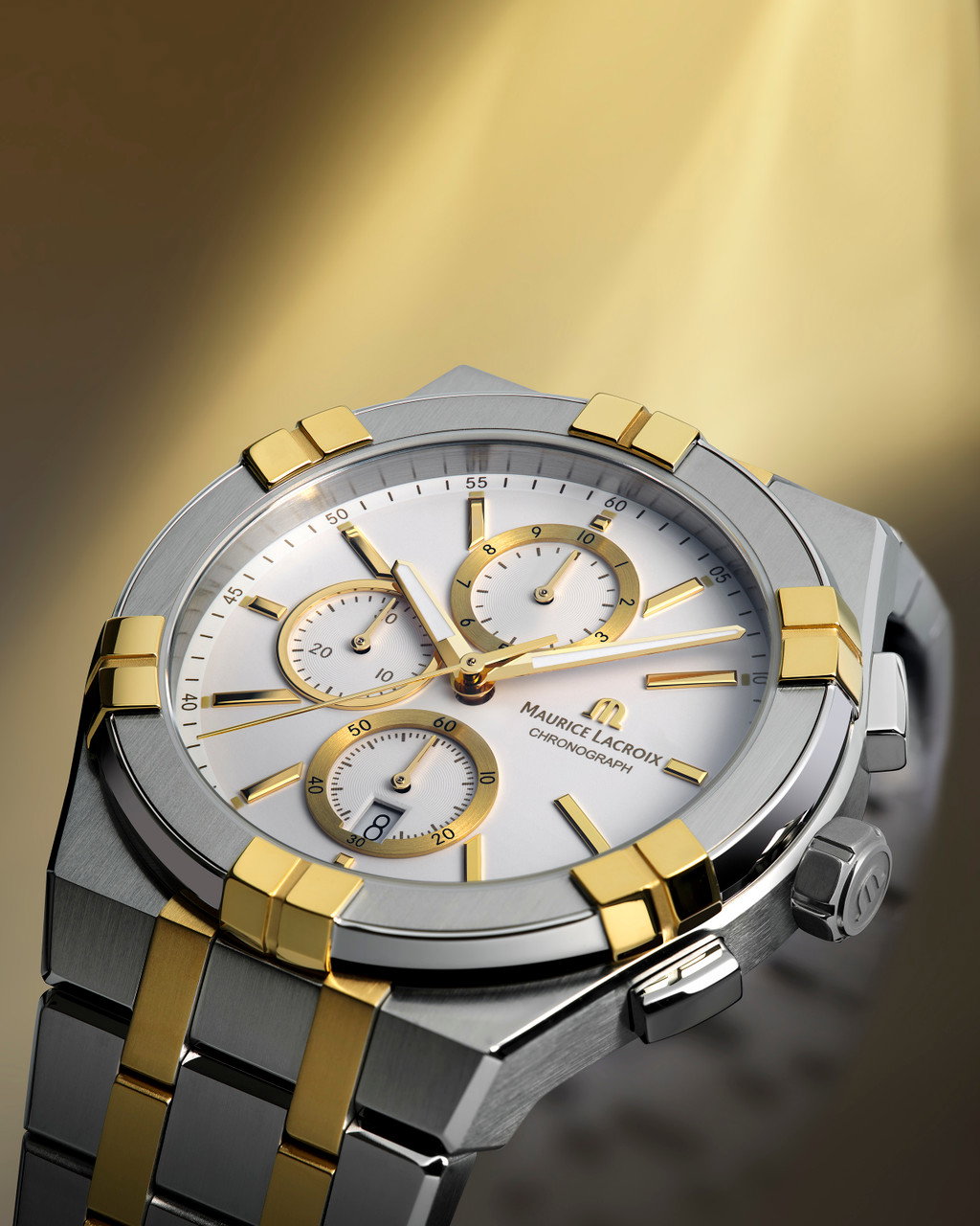 Maurice Lacroix Aikon Quartz Chronograph 42 White Dial Watch | Stainless Steel & Yellow Gold-PVD 1