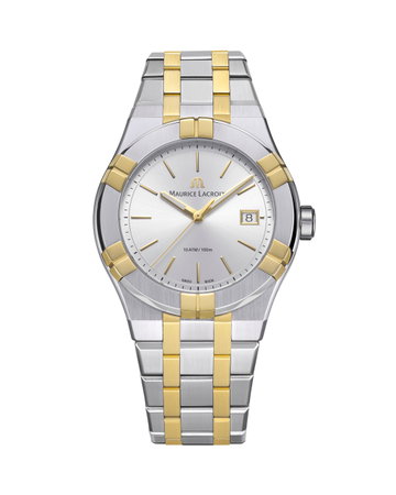 Maurice Lacroix Aikon Quartz 40 Silver Dial Watch | Stainless Steel & Yellow Gold-PVD