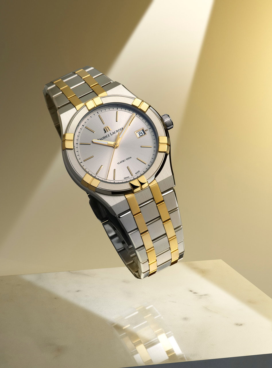 Maurice Lacroix Aikon Quartz 40 Silver Dial Watch | Stainless Steel & Yellow Gold-PVD 1