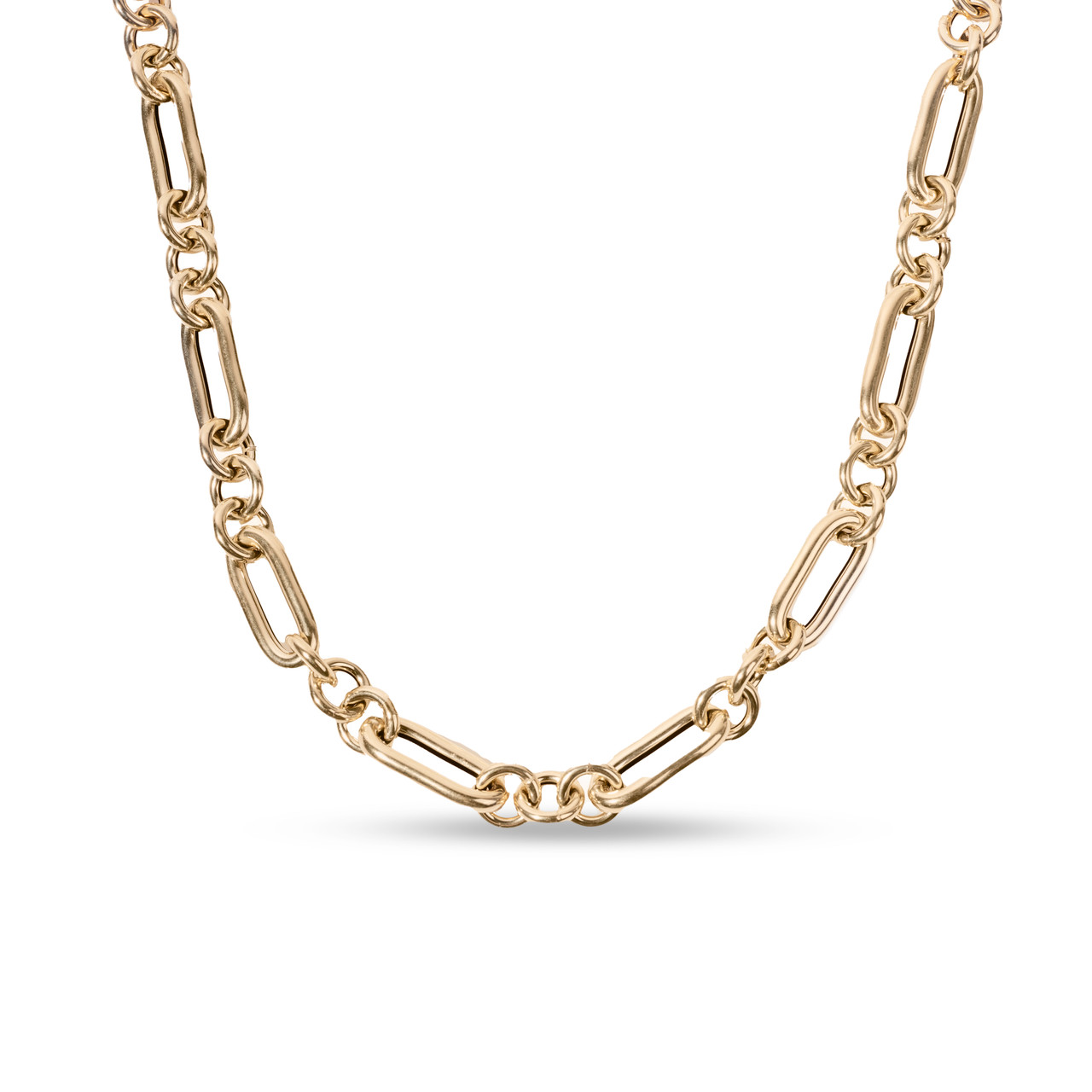 Semi Solid Gold Mixed Link Chain Necklace (18 inch)