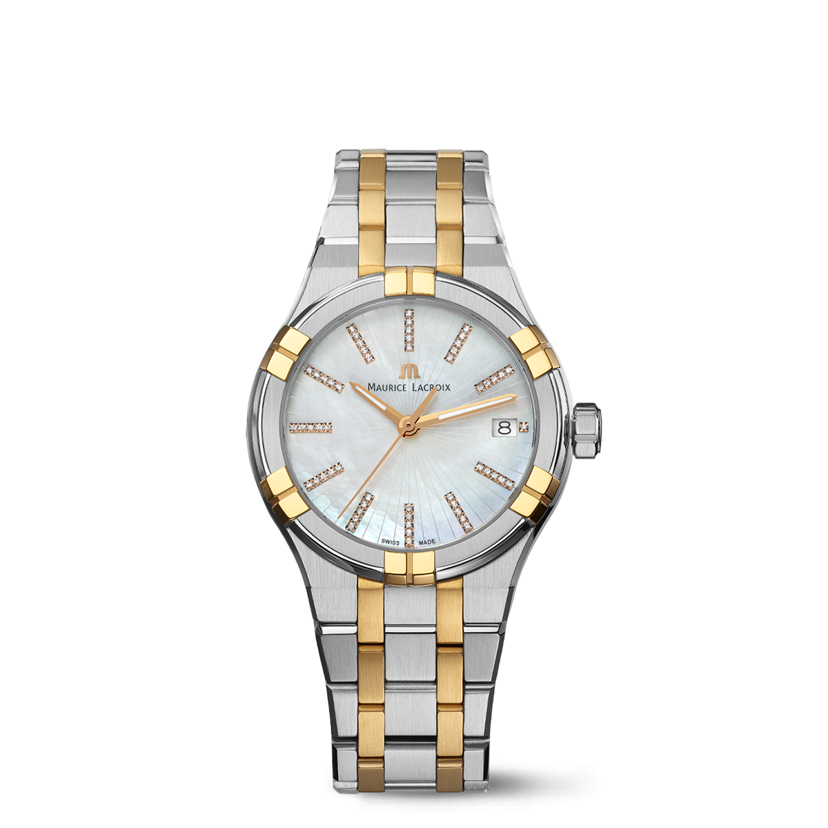 Maurice Lacroix Aikon Quartz Date 35 Mother of Pearl Dial Watch | Stainless Steel & Rose Gold-PVD 0
