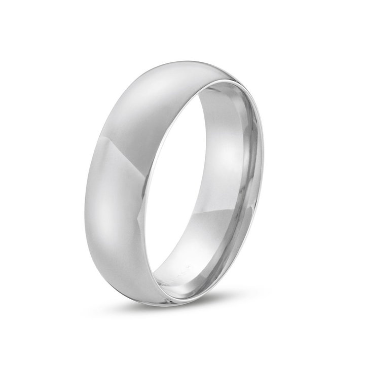 Lightweight Low Dome Comfort Fit 7mm Wedding Band In White Gold 14K