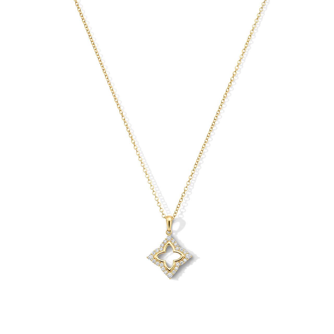 Diamond Open Clover Necklace