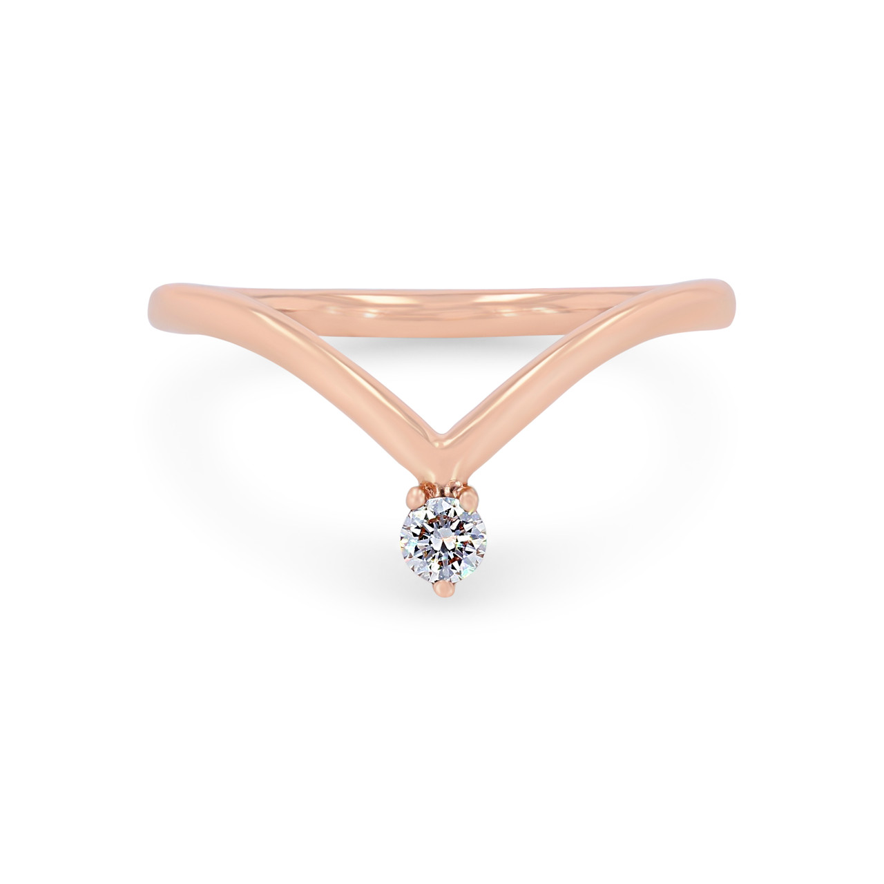 Rose Gold Contour Single Diamond Band