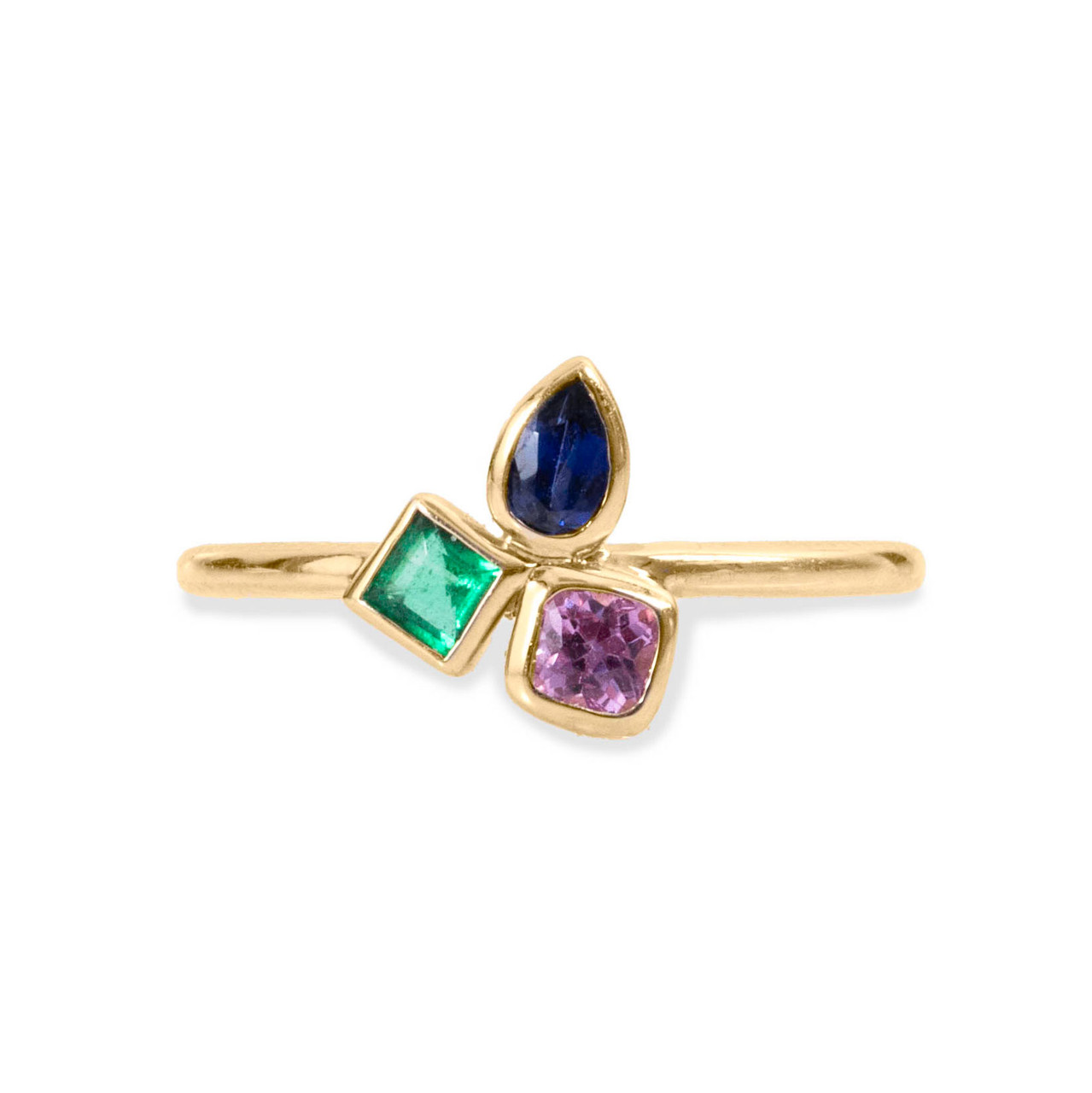 Multicolor Three Gemstone Ring 0