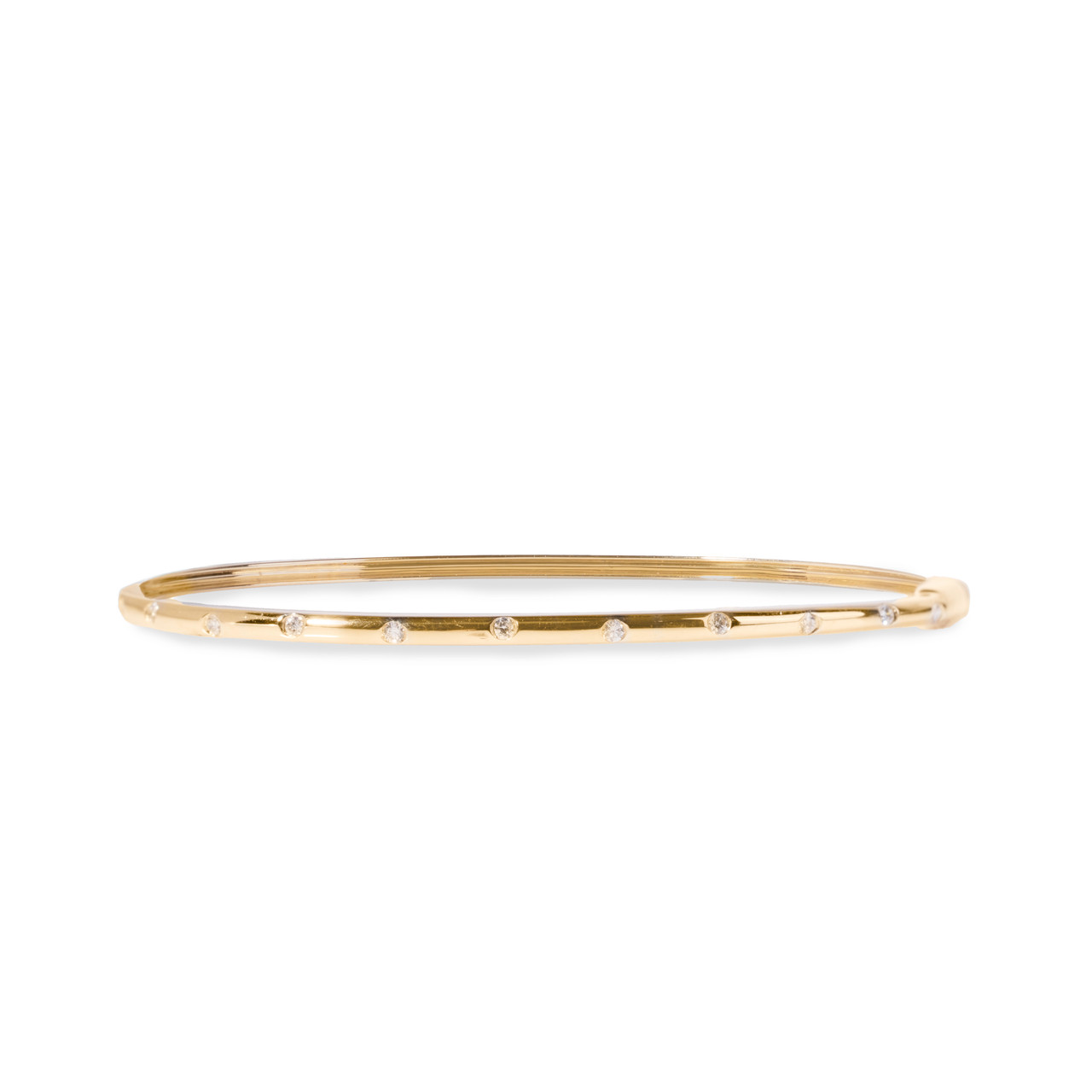 Scattered Diamond Satin Gold Bangle Bracelet 0