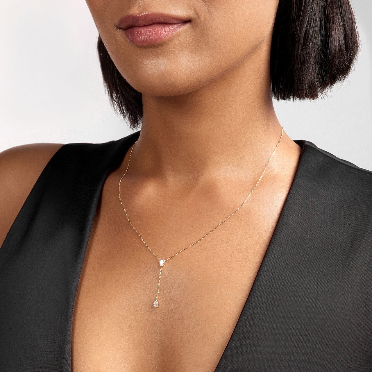 Pear Shaped Diamond Lariat Necklace