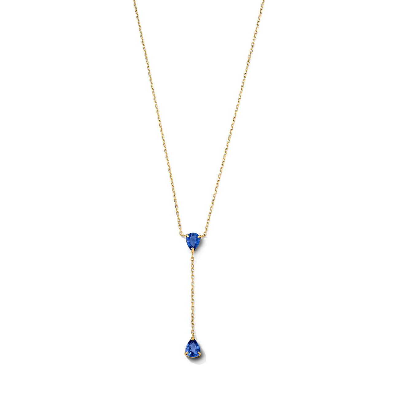 Pear Shaped Blue Sapphire Lariat Necklace