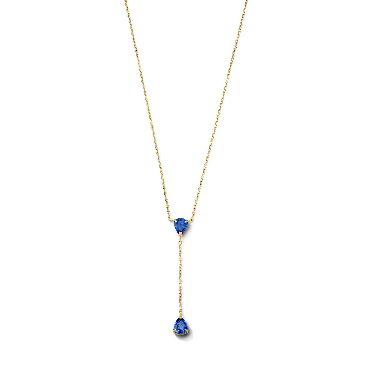 Pear Shaped Blue Sapphire Lariat Necklace