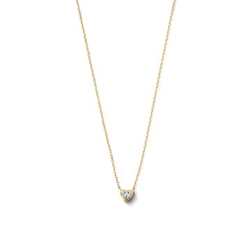 Heart Shaped Diamond Bezel Necklace In Solid 14K Yellow Gold